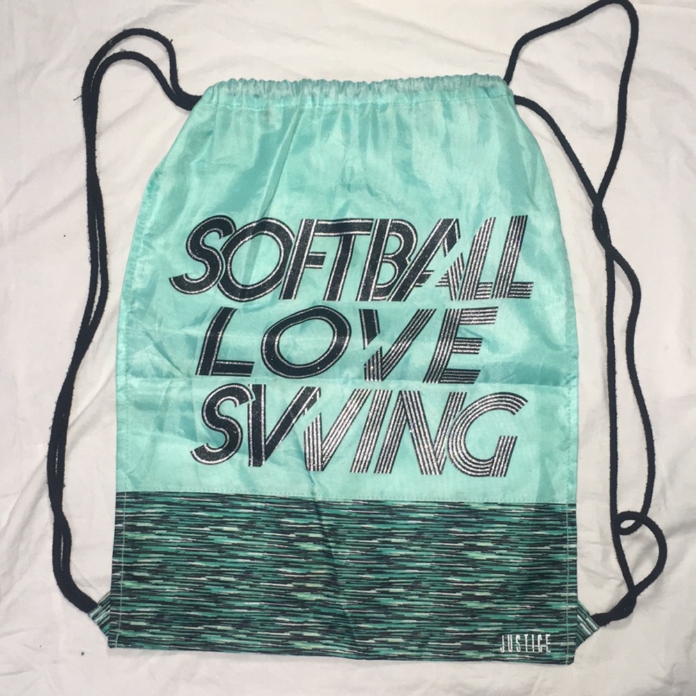 Justice Drawstring Backpack. Softball. - Picture 1 of 7
